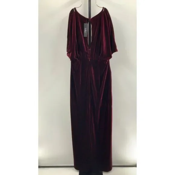 Lulus Women Mystical Charm Velvet Flutter Sleeve Maxi Dress Red Basic Sleeved XL - Picture 3 of 3